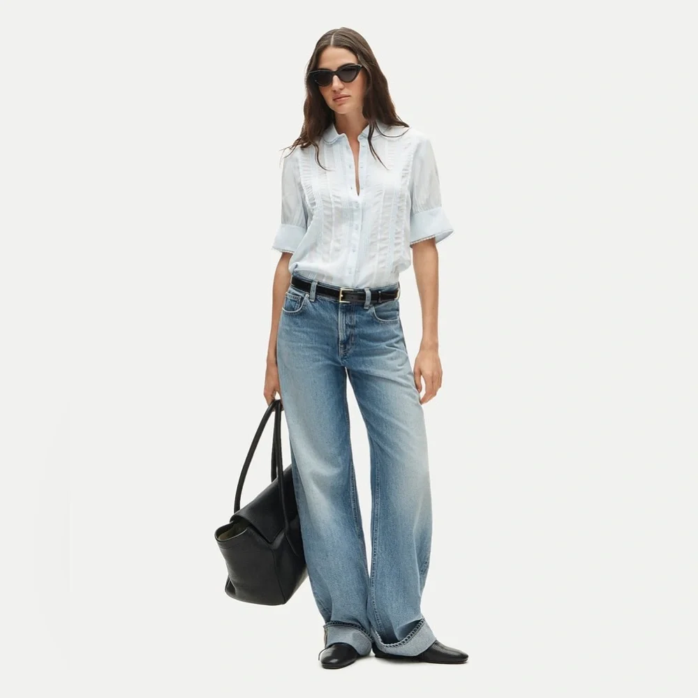 NWT J.Crew Lace-Trim Button-Up Top in Crepe de Chine